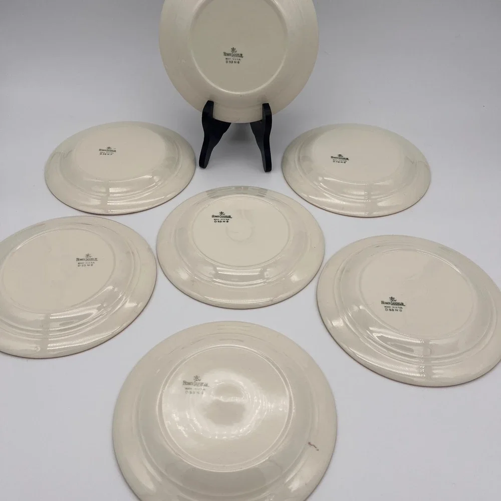 Homer Laughlin Lady Stratford Dessert Plates Set of 7 Maroon Gold Rose 7 1/8